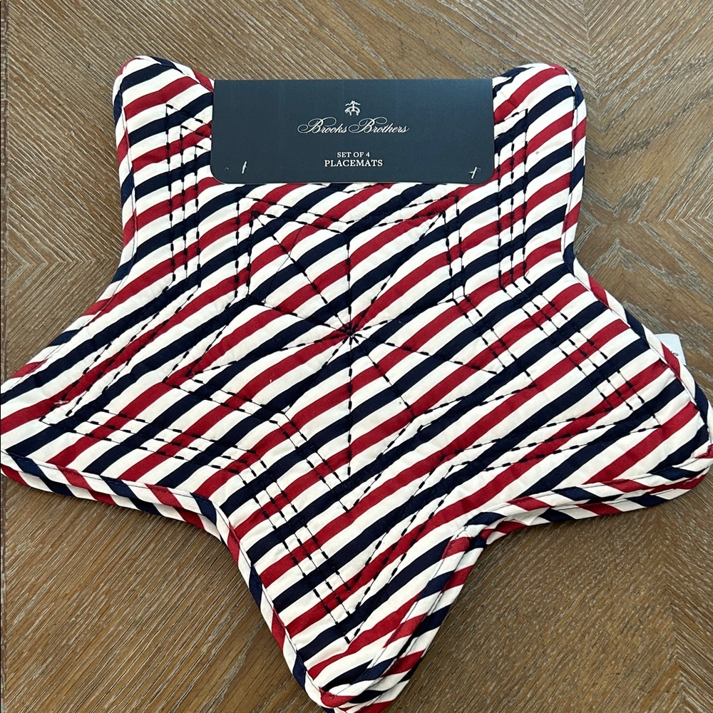 Brooks Brothers Red White & Blue Striped Star Placemat Set